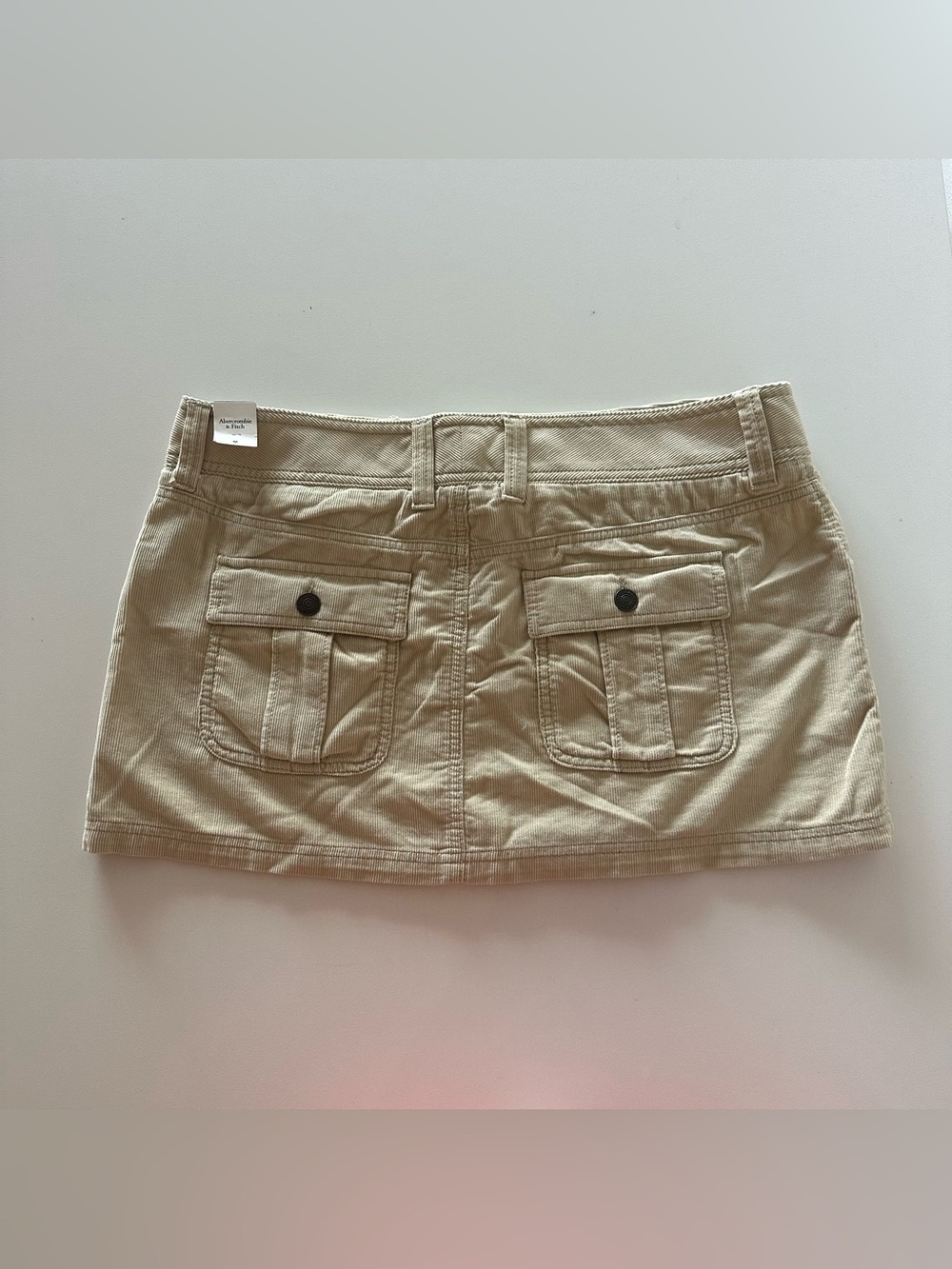 NEW Abercrombie & Fitch Y2K Corduroy Utility Micro Mini Skirt Tan M